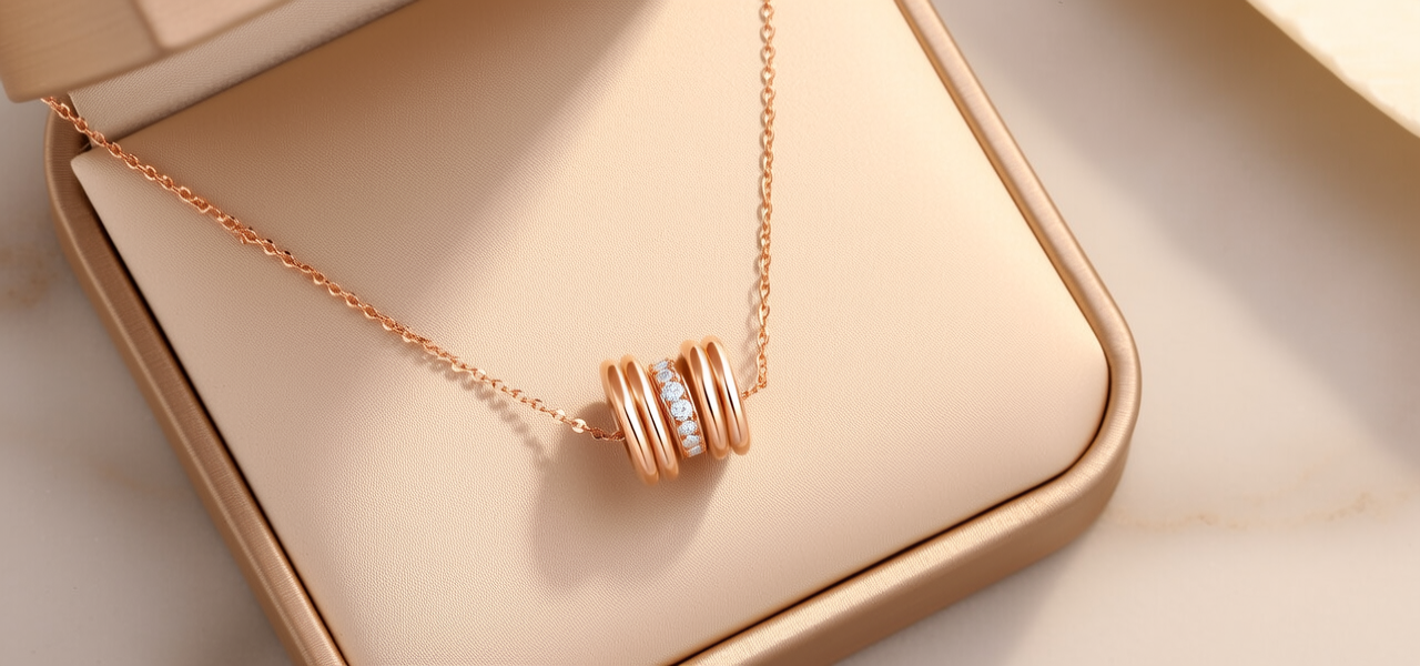 转运珠金项链女图片